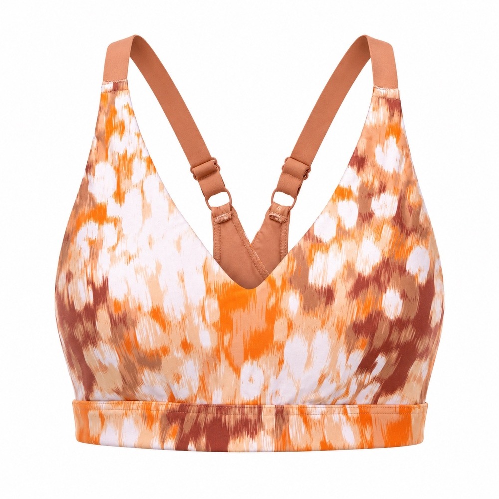OFFLINE by Aerie Sports Bra Womens Small Orange Abstract Print Low Support Yoga